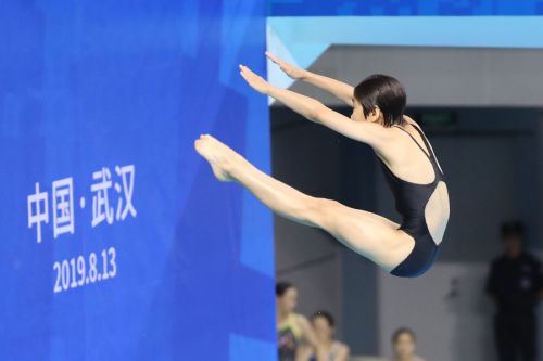 军运会跳水测试赛在武汉体育中心游泳馆举行